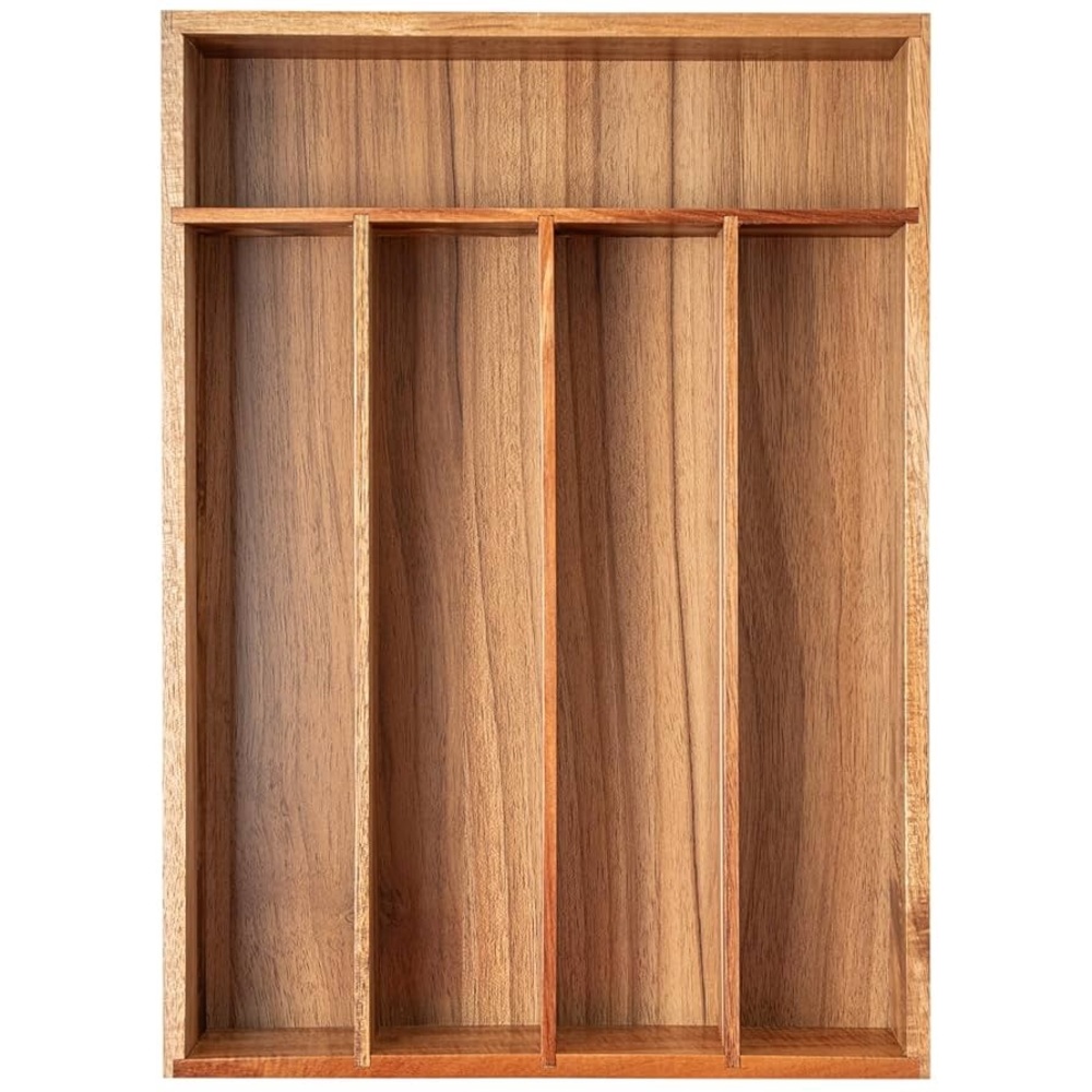 BNWT Brown Wooden Cutlery Organizer | 17 x 11.5 x 1.5”